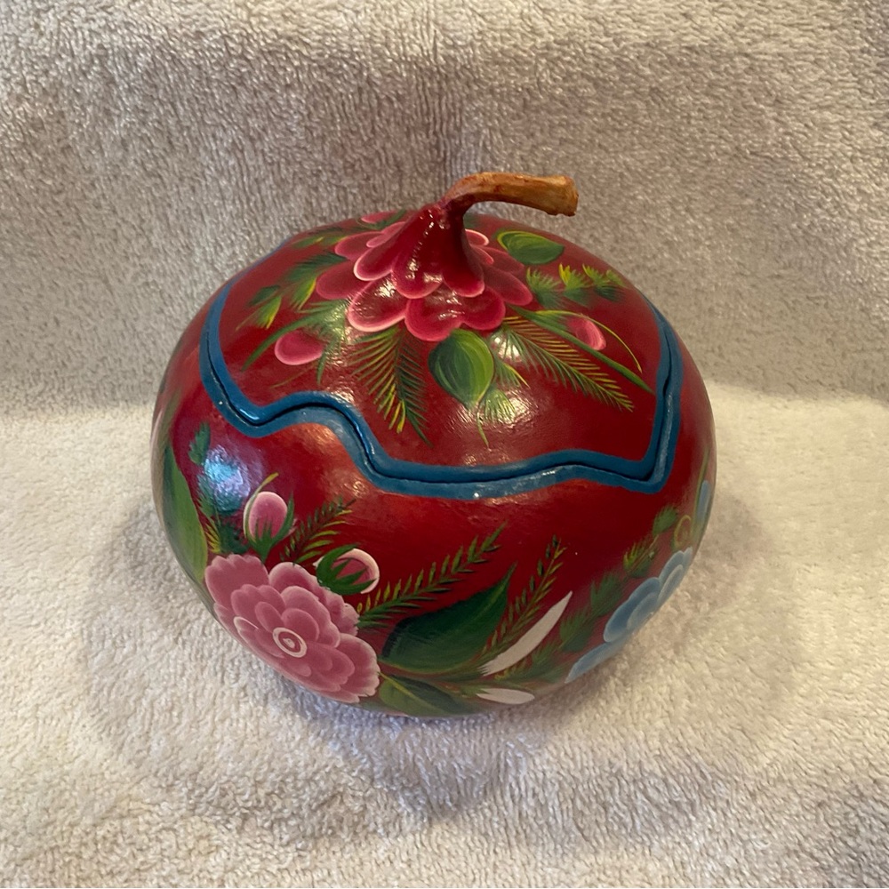 Gourd hand painted trinket box